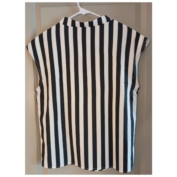 Black and White Striped Sleeveless Blouse (NWOT) - Picture 2 of 4